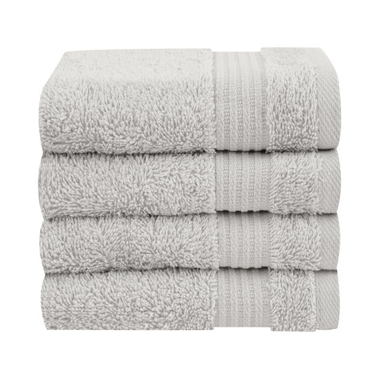 Picture of Cotton Paradise 100% Cotton Turkish Washcloths for Bathroom, 4 Piece Soft Absorbent Small Hand Face Towels Wash Rags for Body, Silver Grey Wash Cloths