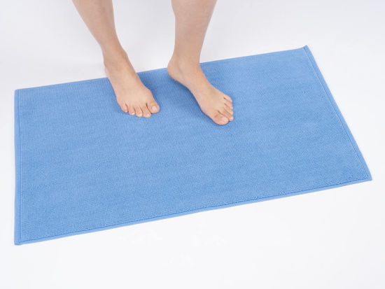 Picture of Cotton Paradise 100% Cotton Non Slip Bath Mats for Bathroom, 17x24 inch Soft Absorbent Quick Dry Machine Washable Floor Bath Mat, Sky Blue Bath Rug