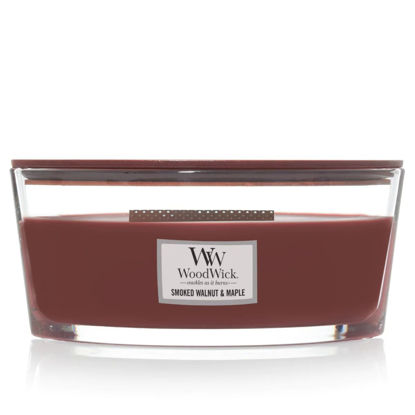 Picture of WoodWick Ellipse Scented Candle, Smoked Walnut & Maple, 16oz | Up to 50 Hours Burn Time