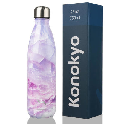 Picture of Konokyo Insulated Water Bottles,25 oz Double Wall Stainless Steel Vacumm Metal Flask for Sports Travel,Marble Dawn