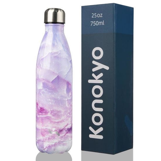 Picture of Konokyo Insulated Water Bottles,25 oz Double Wall Stainless Steel Vacumm Metal Flask for Sports Travel,Marble Dawn