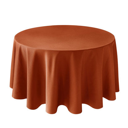 Picture of Biscaynebay Fall Tablecloth Textured Fabric Round Tablecloths 90", Rust Thanksgiving Autumn Harvest Water Resistant Fabric Tablecloths for Kitchen, Dining, Wedding, Parties Machine Washable
