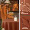 Picture of Biscaynebay Fall Tablecloth Textured Fabric Round Tablecloths 90", Rust Thanksgiving Autumn Harvest Water Resistant Fabric Tablecloths for Kitchen, Dining, Wedding, Parties Machine Washable