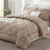 Picture of CozyLux Queen Comforter Set with Sheets 7 Pieces Bed in a Bag Khaki All Season Bedding Sets with Comforter, Pillow Shams, Flat Sheet, Fitted Sheet and Pillowcases