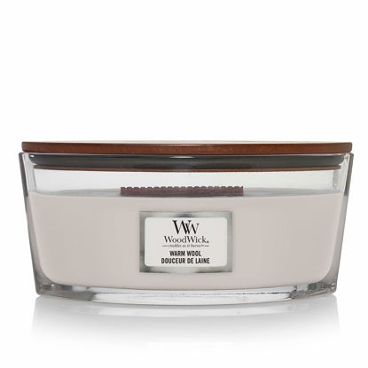 Picture of Woodwick Ellipse Scented Candle, Warm Wool, 16oz., Up to 50 Hours Burn Time, Fall Candle with Crackling Wick for Smooth Burn, Soy Wax Blend