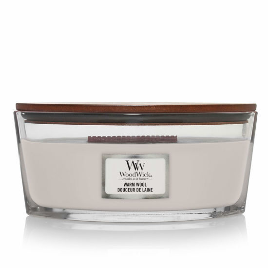 Picture of Woodwick Ellipse Scented Candle, Warm Wool, 16oz., Up to 50 Hours Burn Time, Fall Candle with Crackling Wick for Smooth Burn, Soy Wax Blend