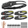 Picture of WopkDupk Rechargeable Headlamp 5PCS, 230° Wide Beam Head Lamp, Motion Sensor LED Headlamp Flashlight, 5Mode Headlamps for Adults, Bright Head Lights for Forehead, Hard Hat Headlight