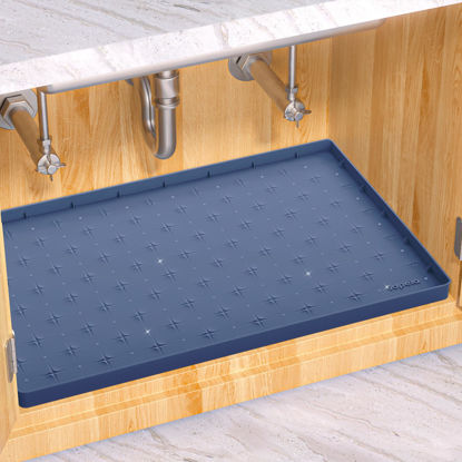 Picture of Sdpeia Under Sink Mat for [22" x 19"] Cabinet, Upgraded Silicone Waterproof Mat Kitchen Cabinet Liner Cabinet Protector Kitchen Organizers and Storage