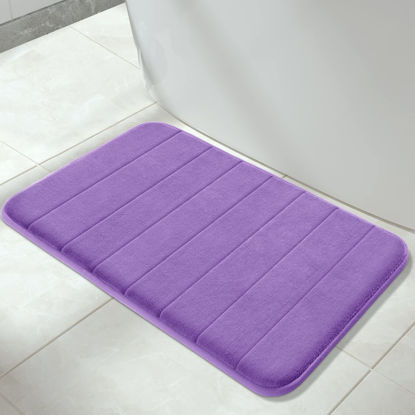 Picture of Yimobra Memory Foam Bath Mat Large Size 31.5 by 19.8 Inches, Soft and Comfortable, Super Water Absorption, Non-Slip, Thick, Machine Wash, Easier to Dry Bathroom Floor Rug, Lavender