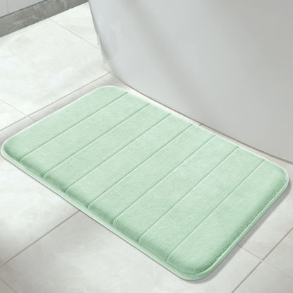 Picture of Yimobra Memory Foam Bath Mat Large Size, 31.5 x 19.8 Inches,Soft and Comfortable, Super Water Absorption, Non-Slip, Thick, Machine Wash, Easier to Dry for Bathroom Floor Rug, Pale Green