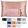 Picture of Blissy Silk Pillowcase - 100% Pure Mulberry Silk - 22 Momme 6A High-Grade Fibers - Silk Pillow Cover for Hair & Skin - Regular, Queen & King with Hidden Zipper (Standard, Rose Gold)