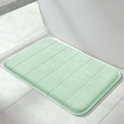 Picture of Yimobra Memory Foam Bath Mat Rug, 24 x 17 Inches, Comfortable, Soft, Super Water Absorption, Machine Wash, Non-Slip, Thick, Easier to Dry for Bathroom Floor Rugs, Pale Green