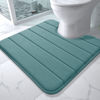 Picture of Yimobra Memory Foam Toilet Bath Mat U-Shaped, Commode Contour Rug, Soft and Comfortable, Super Water Absorption, Non-Slip, Thick, Machine Wash and Easier to Dry for Bathroom, 24 X 24, Eggshell Blue