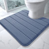 Picture of Yimobra Memory Foam Toilet Bath Mat U-Shaped, Soft and Comfortable, Super Water Absorption, Non-Slip, Thick, Machine Wash and Easier to Dry for Bathroom Commode Contour Rug, 24 X 24 Inches, Denim Blue