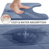 Picture of Yimobra Memory Foam Toilet Bath Mat U-Shaped, Soft and Comfortable, Super Water Absorption, Non-Slip, Thick, Machine Wash and Easier to Dry for Bathroom Commode Contour Rug, 24 X 24 Inches, Denim Blue