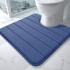 Picture of Yimobra Memory Foam Toilet Bath Mat U-Shaped, Soft and Comfortable, Super Water Absorption, Non-Slip, Thick, Machine Wash and Easier to Dry for Bathroom Commode Contour Rug, 24 X 24 Inches, Navy Blue