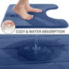 Picture of Yimobra Memory Foam Toilet Bath Mat U-Shaped, Soft and Comfortable, Super Water Absorption, Non-Slip, Thick, Machine Wash and Easier to Dry for Bathroom Commode Contour Rug, 24 X 24 Inches, Navy Blue