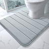 Picture of Yimobra Memory Foam Toilet Bath Mat U-Shaped, Soft and Comfortable, Super Water Absorption, Non-Slip, Thick, Machine Wash and Easier to Dry for Bathroom Commode Contour Rug, 24 X 24 Inches, Silver