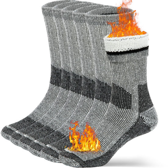 Picture of Buttons & Pleats Wool Socks for Men Women Merino Thermal Warm Cozy Winter Fuzzy Boot Sock Charcoal XSS