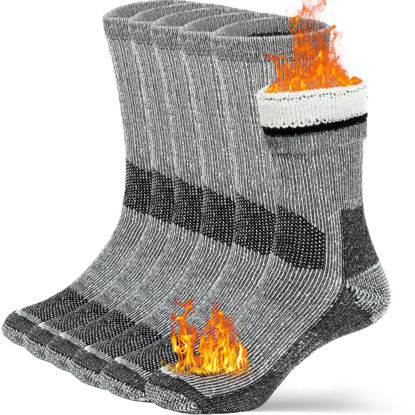 Picture of Buttons & Pleats Wool Socks for Men Women Merino Thermal Warm Cozy Winter Fuzzy Boot Sock Charcoal LXL