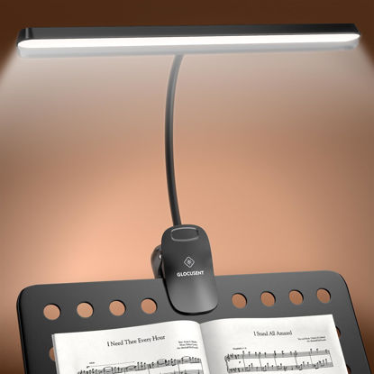 Picture of Glocusent 81 LED Music Stand Light, Super Bright & Eye Caring Piano Light, 3 Colors & 5 Brightness Piano Lamp with Shield, Rechargeable Long Lasting to 150-Hr, Perfect Lighting for Music Stand, Piano
