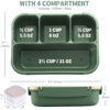 Picture of Bento Box Adult Lunch Box, Lunch Containers for Kids Girls Boys with 4 Compartments, Lunchable Food Container with Utensils, Sauce Jar, Muffin Liners, 40 Oz/5 Cup, Microwave & Dishwasher Safe, Green