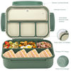 Picture of Bento Box Adult Lunch Box, Lunch Containers for Kids Girls Boys with 4 Compartments, Lunchable Food Container with Utensils, Sauce Jar, Muffin Liners, 40 Oz/5 Cup, Microwave & Dishwasher Safe, Green