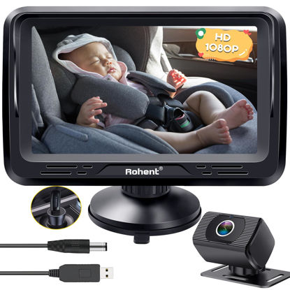 Picture of Rohent Baby Car Camera HD 1080P for Backseat: USB Plug and Play Easy to Install - Carseat Camera Rear Facing Infant Crystal Night Vision - Wide View Angle Car Baby Monitor for Newborn