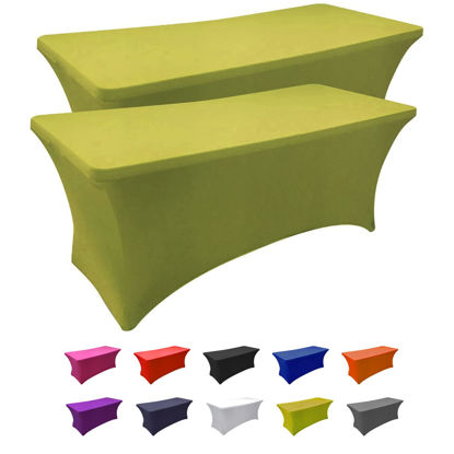Picture of SEPARO Spandex Table Cover Fitted Rectangular Tablecloth Stretchable Fabric Lycra Tablecloth 8 ft Wrinkle-Free for Party Dj Tradeshows Banquet Weddings Cocktail, 2 Pcs
