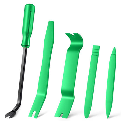 Picture of LivTee 5 pcs Auto Trim Removal Tool Kit, No Scratch Plastic Pry Tool Kit - Interior Door Panel Clip Fastener Removal Set for Vehicle Dash Radio Audio Installer (Green)