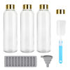 Picture of Zukro Glass Juice Bottles with Lids for Juicing 18 oz, Reusable Clear Glass Water Bottles with Stainless Steel Airtight Cap for Refrigerator, 100% Leak Proof, BPA Free, Set of 3, Gold Lid