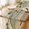 Picture of Keketo 6pcs Cheesecloth Table Runner Sage Green Gauze 120 Inch 10 FT Rustic Boho Cheese Cloth Runner for Wedding Baby Shower Bridal Shower Party Long Sheer Centerpiece Home Decoration