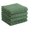 Picture of Homaxy 100% Cotton Terry Kitchen Towels(Grass Green, 13 x 28 inches), Checkered Designed, Soft and Super Absorbent Dish Towels, 4 Pack