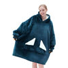 Picture of Touchat Wearable Blanket Hoodie, Oversized Sherpa Blanket Sweatshirt with Hood Pocket and Sleeves, Gifts Hooded Blanket for Adult Women Men (Dusty Blue)
