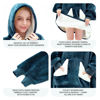 Picture of Touchat Wearable Blanket Hoodie, Oversized Sherpa Blanket Sweatshirt with Hood Pocket and Sleeves, Gifts Hooded Blanket for Adult Women Men (Dusty Blue)