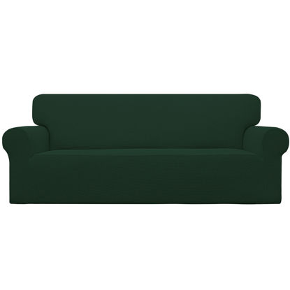 Picture of Easy-Going Stretch Sofa Slipcover 1-Piece Sofa Cover Furniture Protector Couch Soft with Elastic Bottom for Kids, Polyester Spandex Jacquard Fabric Small Checks (Sofa, Dark Green)