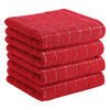Picture of Homaxy 100% Cotton Terry Kitchen Towels(Red, 13 x 28 inches), Checkered Designed, Soft and Super Absorbent Dish Towels, 4 Pack