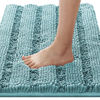 Picture of H.VERSAILTEX Bathroom Rugs Bath Rugs for Bathroom Non Slip Bath Mats Extra Thick Chenille Striped Rug 17" x 24" Absorbent Soft Shaggy Washable Dry Fast Bath Mats for Bathroom Floor - Aqua Haze