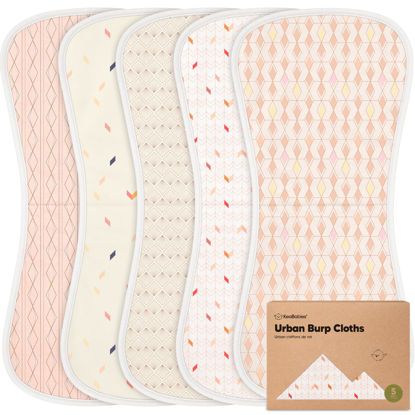Picture of Organic Burp Cloths for Baby Boys and Girls - 5-Pack Super Absorbent Burping Cloth, Burp Clothes, Soft & Plush, Newborn Milk Spit Up Rags, Burpy Cloth Bib for Unisex, Burping Rags (Prism)