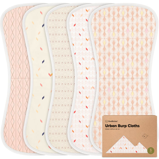 Picture of Organic Burp Cloths for Baby Boys and Girls - 5-Pack Super Absorbent Burping Cloth, Burp Clothes, Soft & Plush, Newborn Milk Spit Up Rags, Burpy Cloth Bib for Unisex, Burping Rags (Prism)