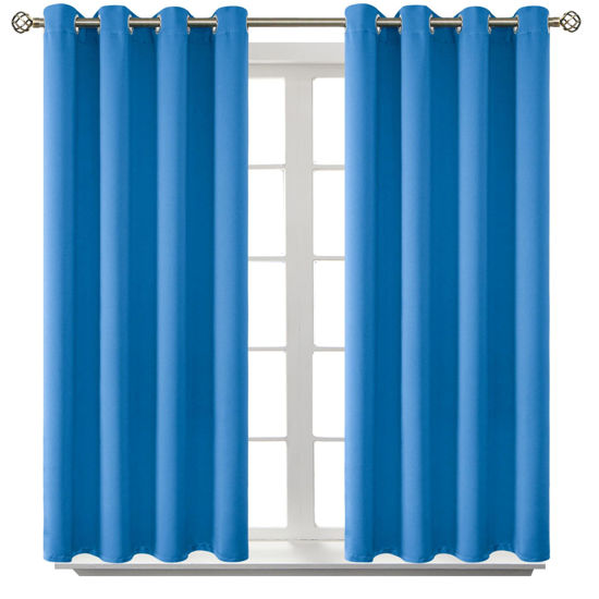 Picture of BGment Room Darkening Curtains 54 Inches Long - Grommet Thermal Insulated Drapes Window Treatment Curtains for Bedroom, 2 Panels, 52 x 54 Inch, Classic Blue