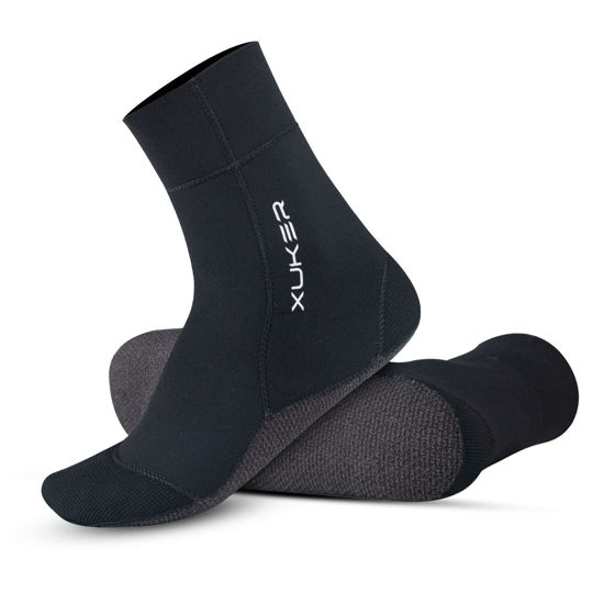 Picture of XUKER Waterproof Neoprene Socks 3mm, Sand Beach Volleyball Soccer Socks Water Shoes Diving Boots Men Women for Swimming Surfing Snorkeling Fishing Wading Kayaking Hiking Rafting
