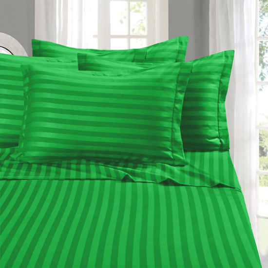 Picture of Elegant Comfort Softest and Coziest 6-Piece Sheet Set - 1500 Premium Hotel Quality Microfiber - Deep Pocket, Wrinkle Resistant 6-Piece Damask Stripe Bed Sheet Set, Queen, Emerald Gren