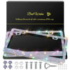 Picture of QUANQIUFEI 2 Pack Bling License Plate Frames for Women, Sparkly Rhinestone Diamond Car Accessories with Glitter Crystal Caps (Colorful)
