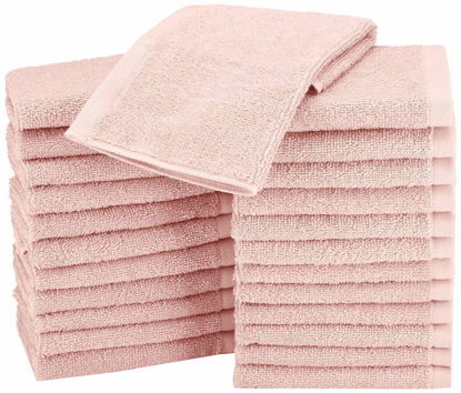 Picture of Amazon Basics Fast Drying, Extra Absorbent, Terry Cotton Washcloth, 12 x 12 Inch, Petal Pink - 24 count