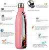 Picture of BJPKPK Insulated Water Bottle 25oz Stainless Steel Water Bottles Water Bottle For Travel Keep Cold And Hot, Light Pink