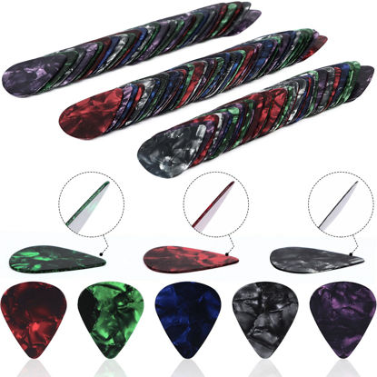 Picture of Augshy Guitar Picks, 150 Pack Premium Celluloid Guitar Pick Variety Pack Includes Thin, Medium & Heavy Gauges for Electric Guitar, Acoustic Guitar, Bass（0.46 0.71 0.96mm)