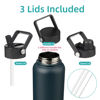 Picture of Konokyo 32 oz Insulated Water Bottle Stainless Steel Sport Bottles with 3 Lids,Navy Blue