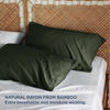 Picture of Bedsure King Size Pillow Cases Set of 2, Rayon Derived from Bamboo Cooling Pillowcases for Hot Sleepers, Silky Soft & Silky Pillow Covers with Envelope Closure, Gifts, Olive Green, 20x36 Inches