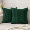 Picture of MIULEE Pack of 2 Dark Green Corduroy Decorative Pillow Covers 18x18 Inch Soft Boho Striped Throw Pillow Covers Modern Farmhouse Home Decor for Sofa Living Room Couch Bed
